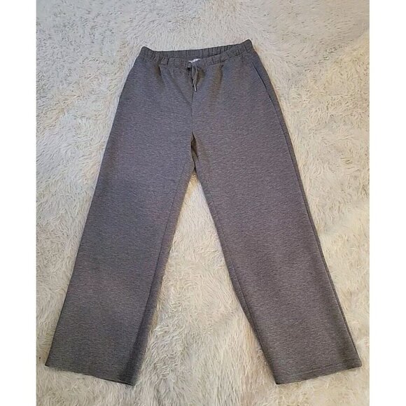 Womens Large Lined Grey Casual Tech Jogger Sweatpants Drawstring With Pockets - Picture 1 of 9